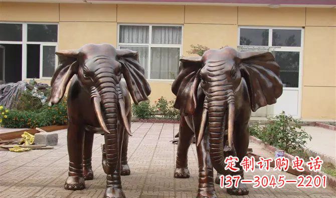 淄博铜雕大象公司门口动物雕塑