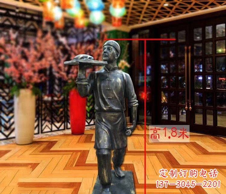 淄博铜雕店小二人物雕塑 (2)