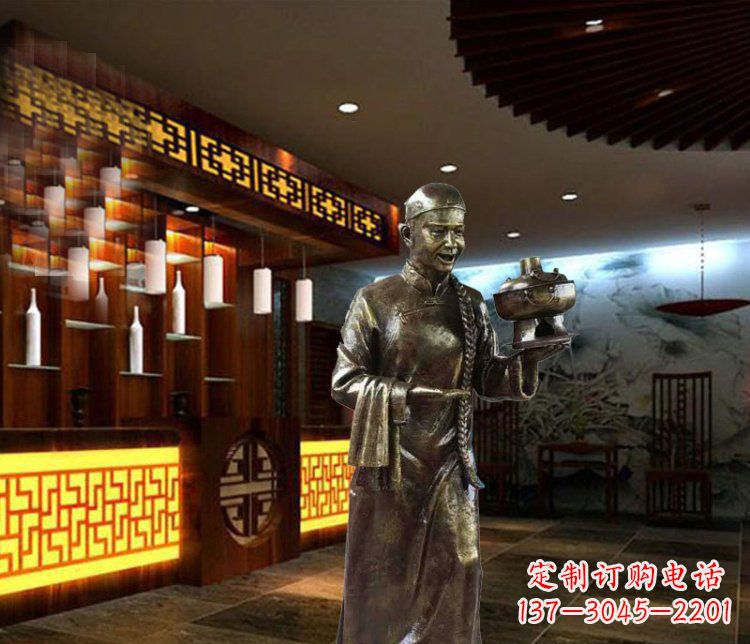 淄博铜雕店小二小品人物雕塑