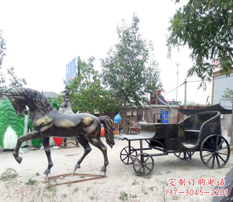淄博铜雕古代战马景观摆件