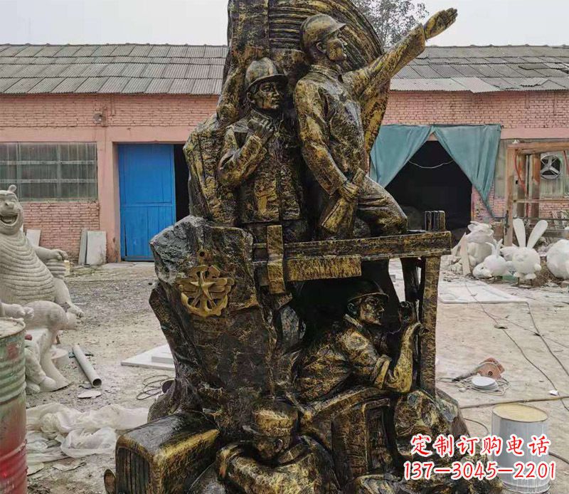 淄博铜雕广场解放战士雕塑