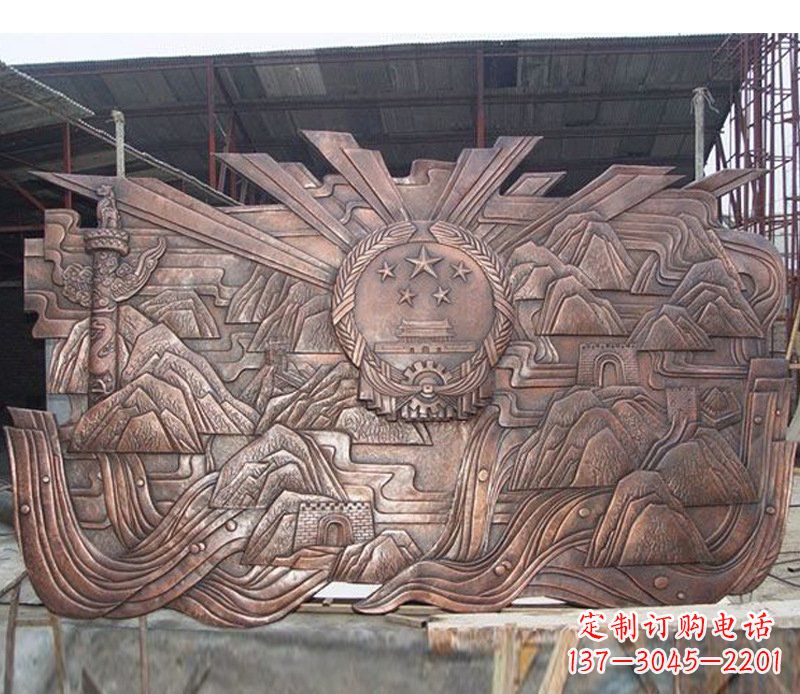 淄博铜雕广场军人壁画雕塑摆件