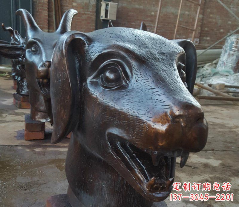 淄博铜雕广场生肖动物头像装饰摆件