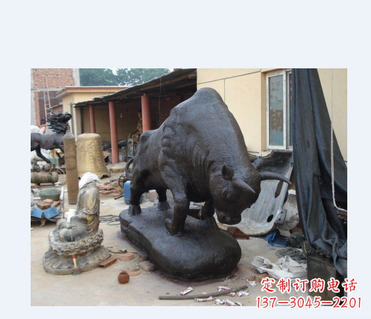淄博铜雕广场水牛动物雕塑