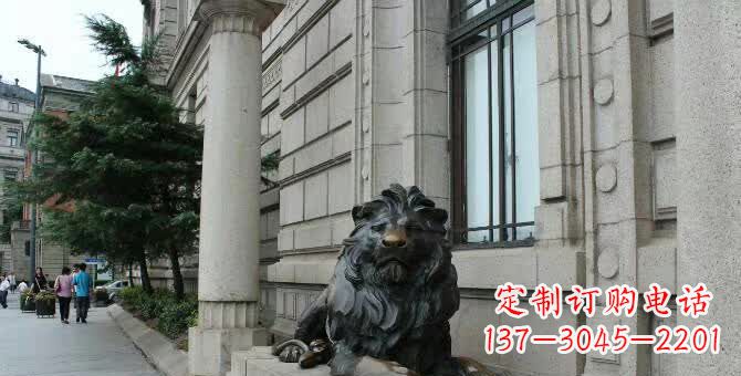 淄博铜雕跪姿狮子