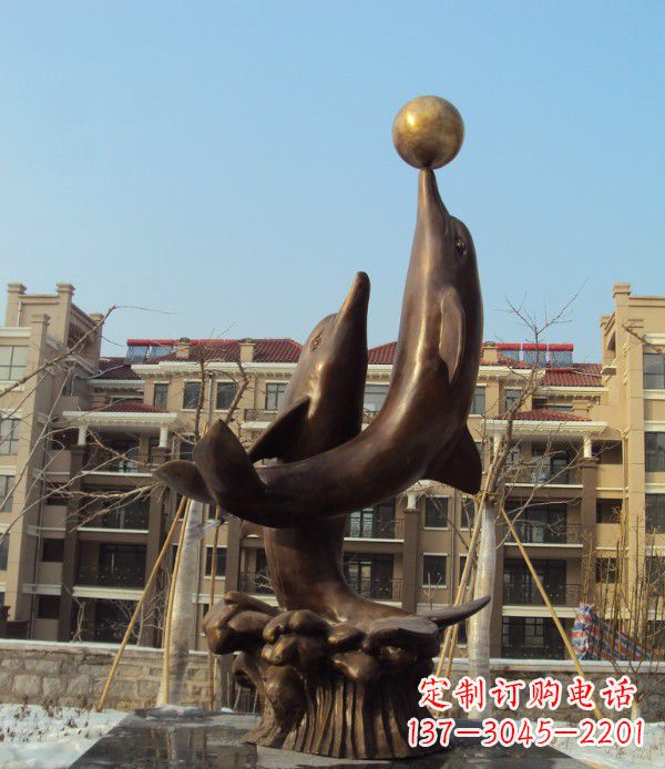 淄博铜雕海豚雕塑 (2)