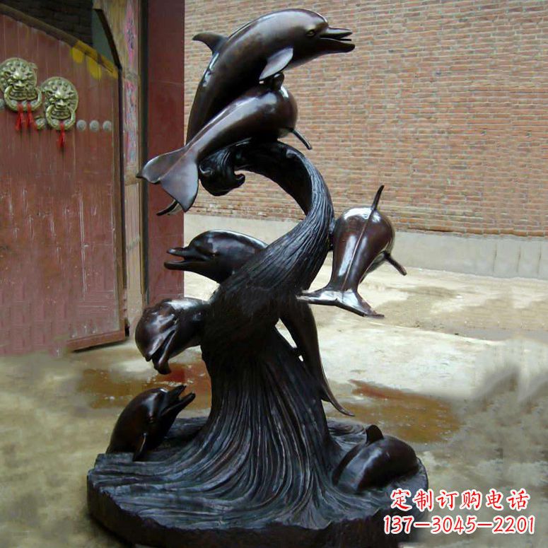 淄博铜雕海豚景观雕塑