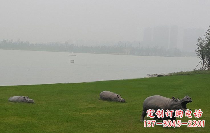 淄博铜雕河马公园动物雕塑