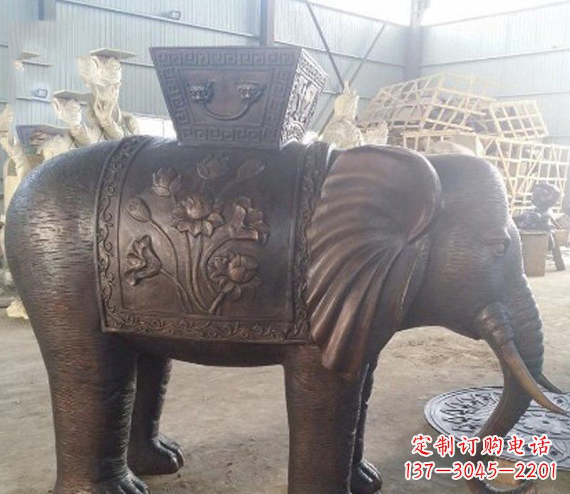 淄博铜雕吉祥大象园林动物摆件