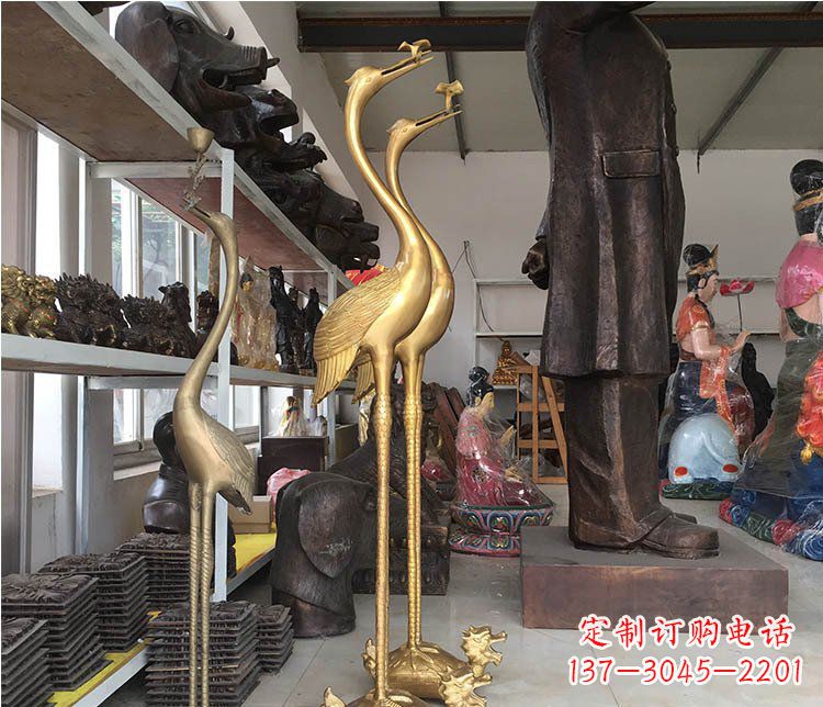 淄博铜雕金属仙鹤动物雕塑