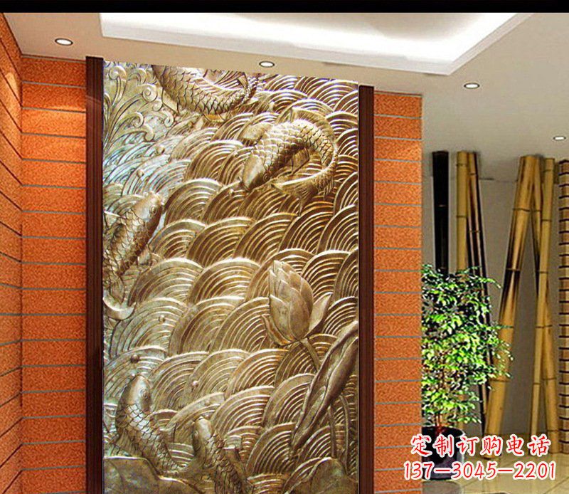 淄博铜雕酒店锻造鲤鱼壁画景观摆件