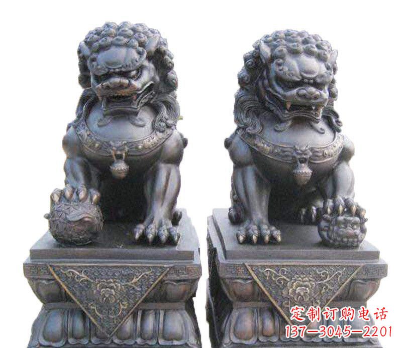 淄博铜雕酒店镇宅招财狮子摆件 (2)