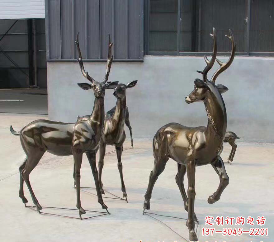 淄博铜雕鹿群雕塑