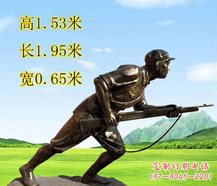 淄博铜雕拿枪战士雕塑
