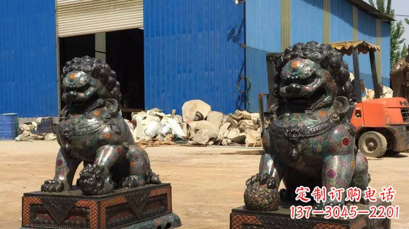 淄博铜雕企业招财狮子雕塑摆件