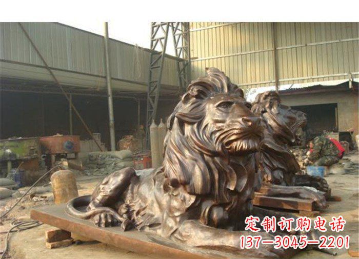 淄博铜雕狮子公司门口雕塑