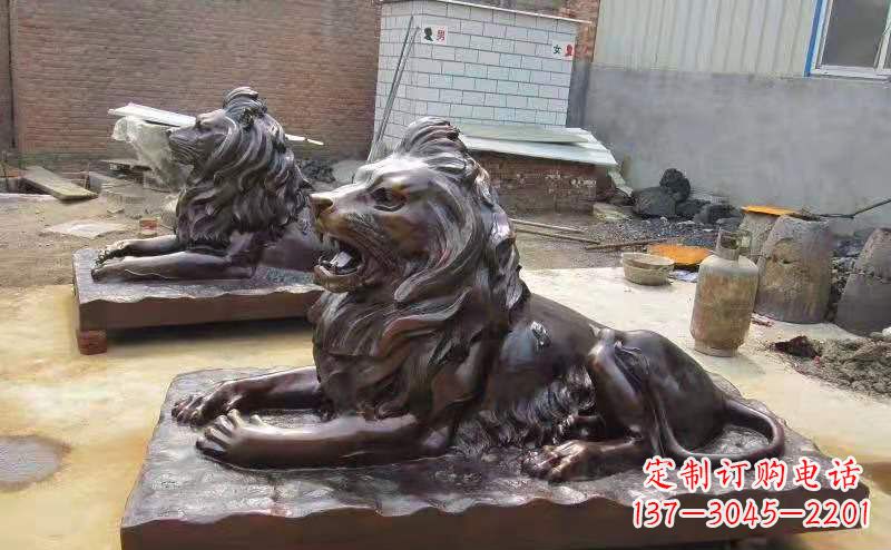 淄博铜雕狮子户外摆件镇宅动物雕塑
