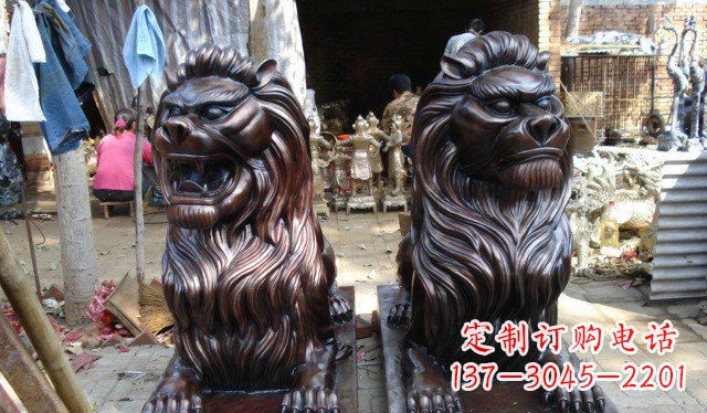 淄博铜雕狮子公司门口雕塑 (2)