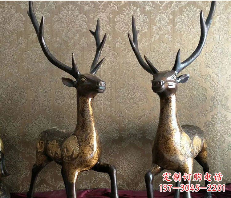 淄博铜雕室内装饰动物鹿雕塑