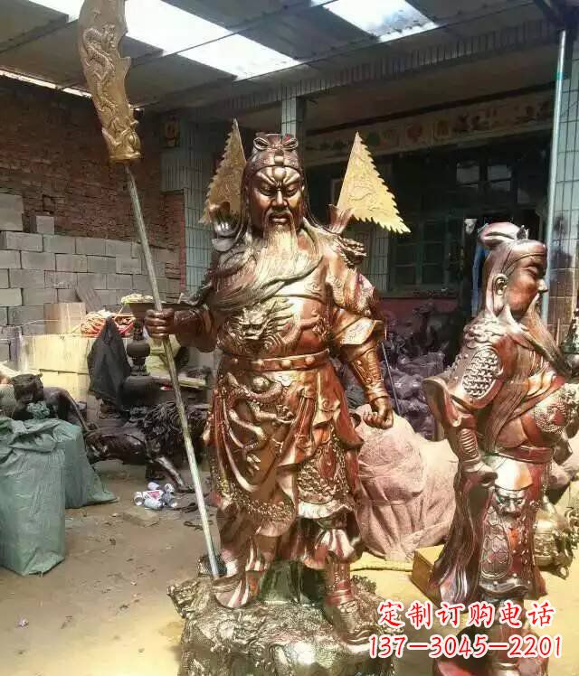 淄博铜雕武财神持刀关公雕塑