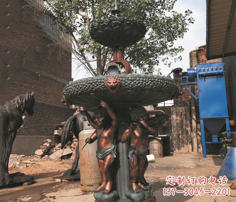 淄博铜雕西方人物喷泉景观雕塑