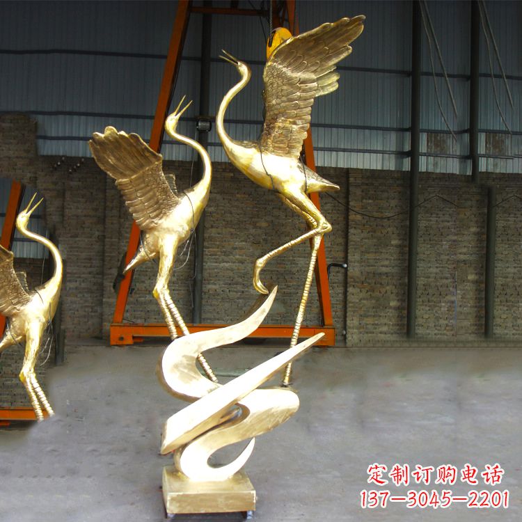 淄博铜雕仙鹤景观雕塑