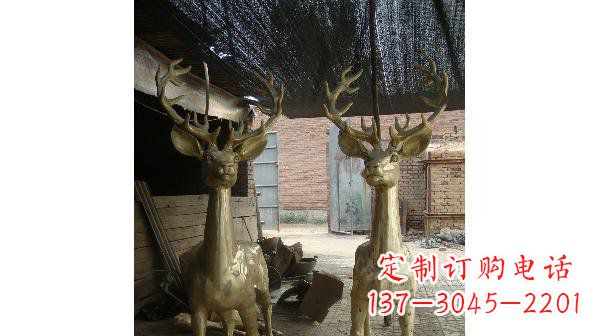 淄博铜雕小鹿公园动物雕塑 (2)