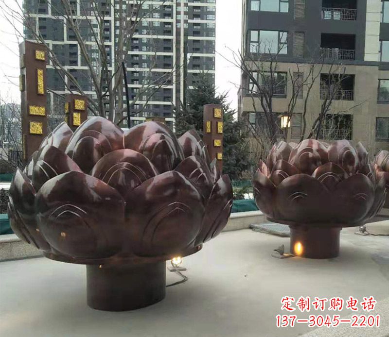 淄博铜雕小区景观荷花