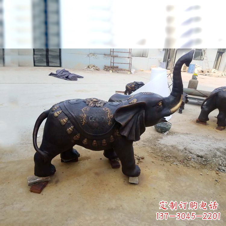 淄博铜雕小象雕塑摆件