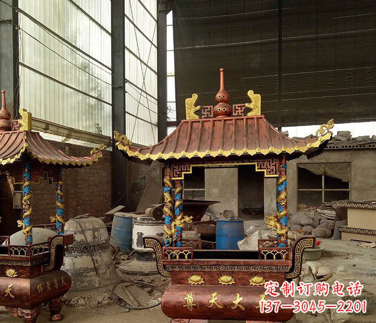 淄博铜雕小型寺庙香炉摆件