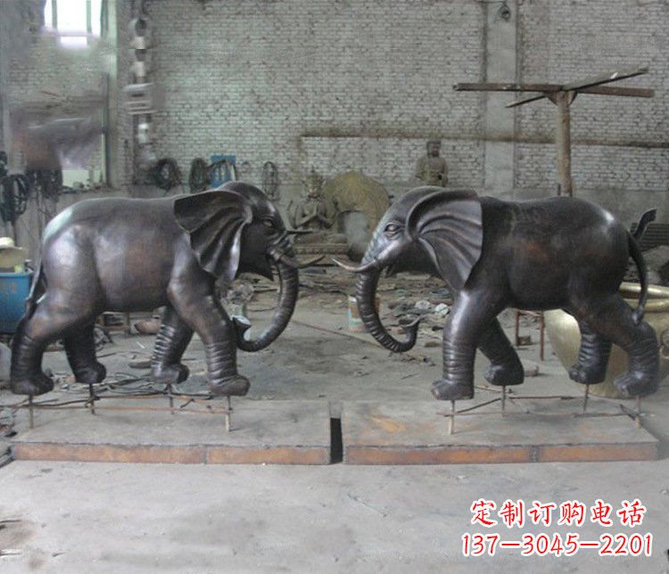 淄博铜雕园林动物大象雕塑 (2)