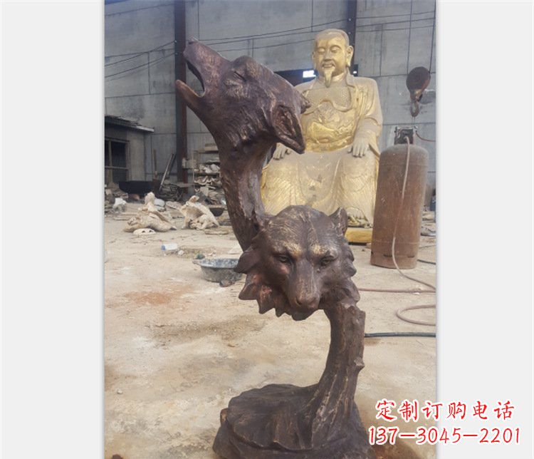 淄博铜雕园林金钱豹动物雕塑