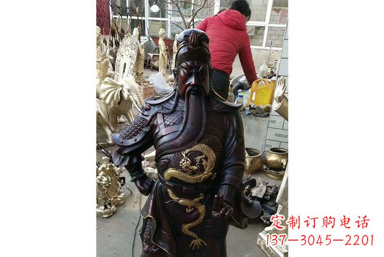 淄博铜雕镇宅关公寺庙神像雕塑摆件 (4)