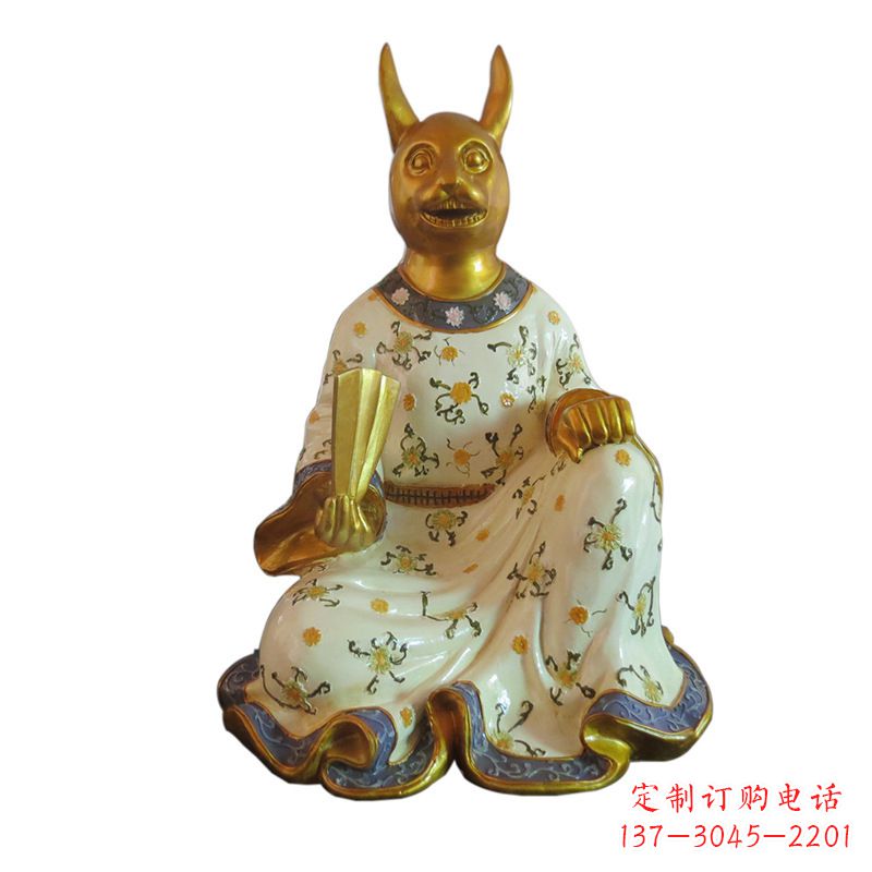 淄博兔-玻璃钢彩绘生肖雕塑