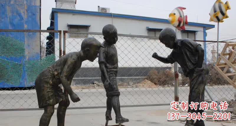 淄博玩陀螺人物铜雕