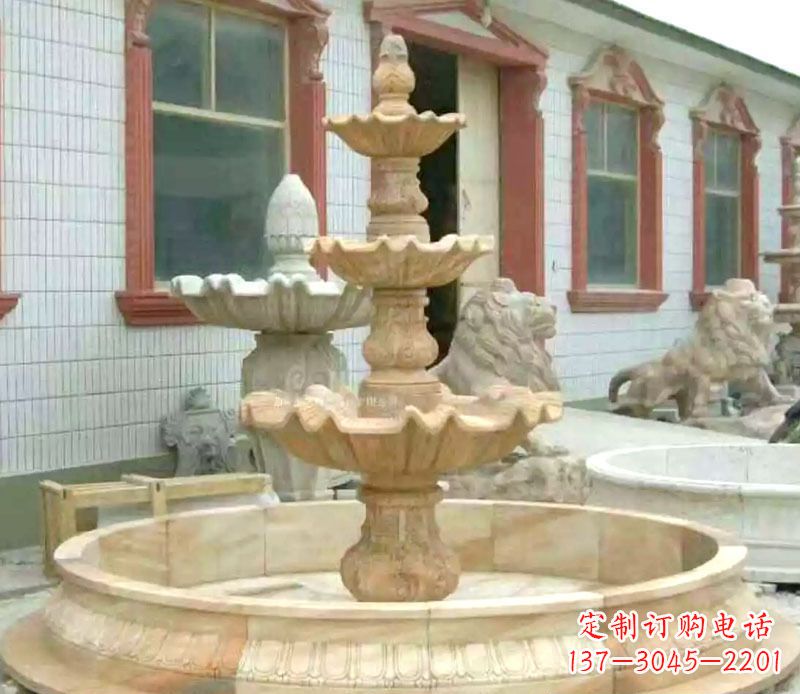 淄博晚霞红大型喷泉石雕 (3)