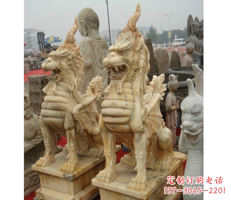 淄博晚霞红独角兽雕塑