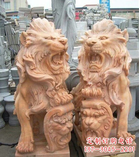 淄博晚霞红盾牌欧式狮子