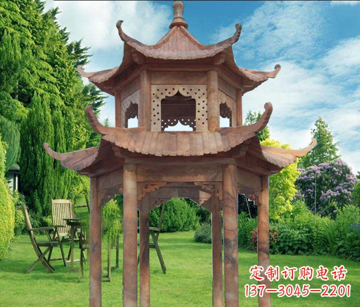 淄博晚霞红公园建筑凉亭