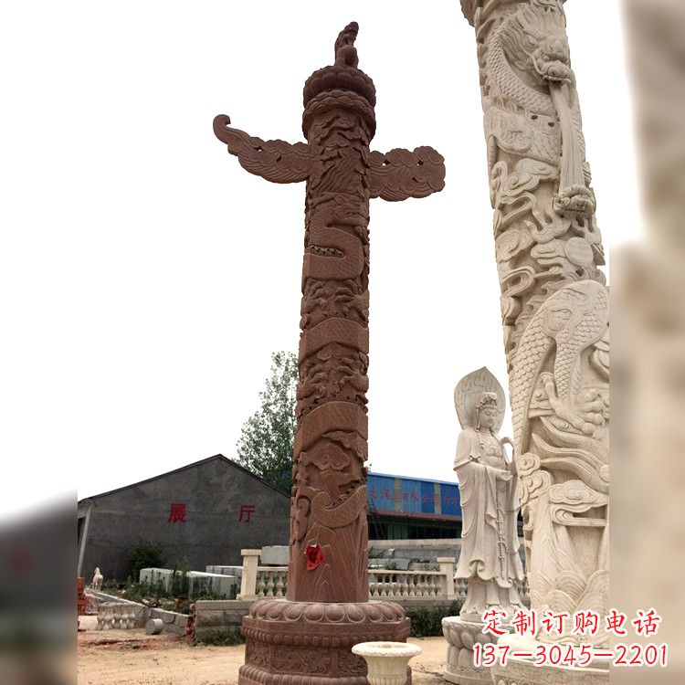 淄博晚霞红华表石柱