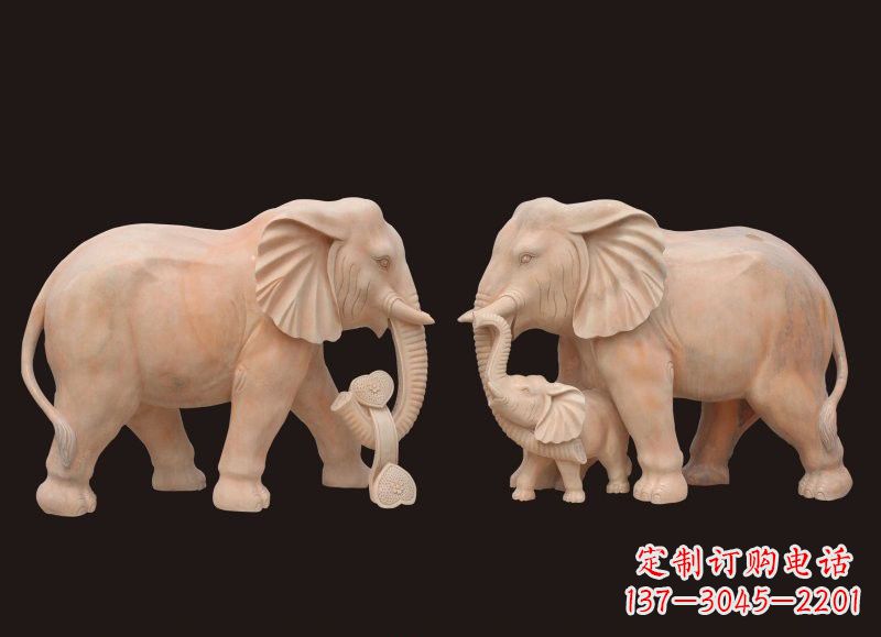 淄博晚霞红母子大象雕塑