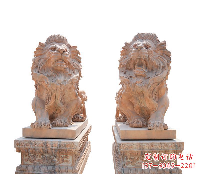 淄博晚霞红欧式狮子雕塑