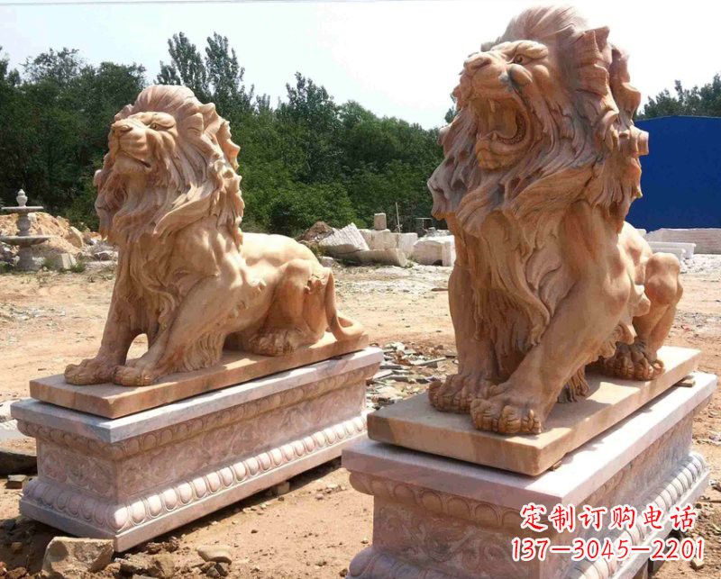 淄博晚霞红欧式狮子雕塑222