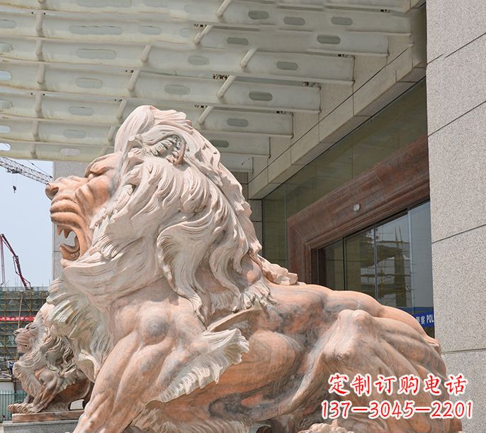 淄博晚霞红欧式狮子石雕 (3)