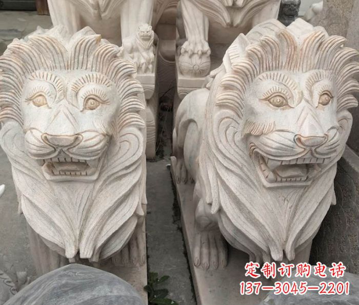淄博晚霞红欧式狮子石雕 (2)