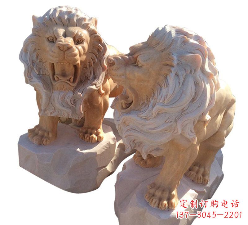 淄博晚霞红欧式西洋狮子雕塑