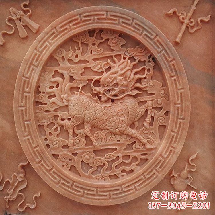 淄博晚霞红麒麟建筑装饰壁画