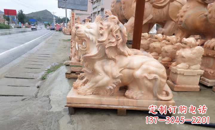 淄博晚霞红狮子雕塑