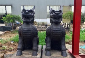淄博青铜精美麒麟雕塑，注入艺术气息