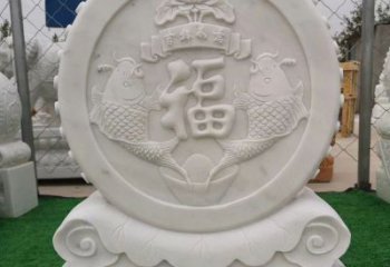 淄博装饰福字图案的雕塑石门墩